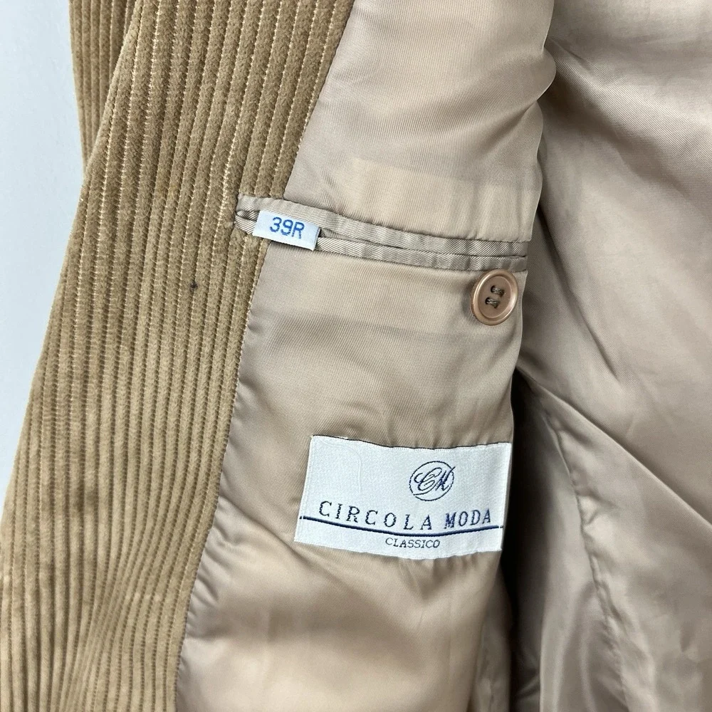 Vintage Circola Moda Mens 39R‎ Corduroy Blazer Sport Coat Jacket Tan Cotton